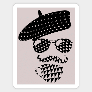 Guy Drinking Coffee - Silhouette Retro Pattern Sticker